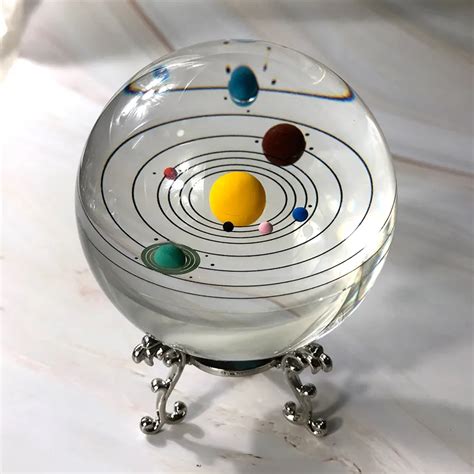 80mm Colorful Crystal Solar System Ball Miniature Planets Model Glass Globe Home Decoration ...