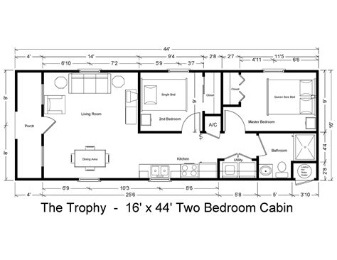 Two Bedroom 16X50 Floor Plan - floorplans.click