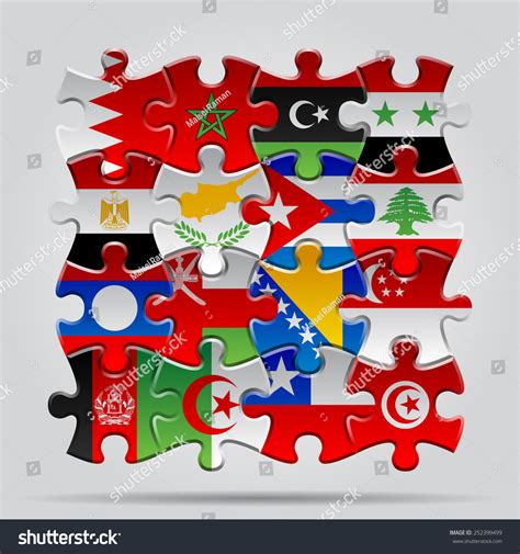 Set Puzzle World Flags Vector Illustration Stock Vector (Royalty Free ...