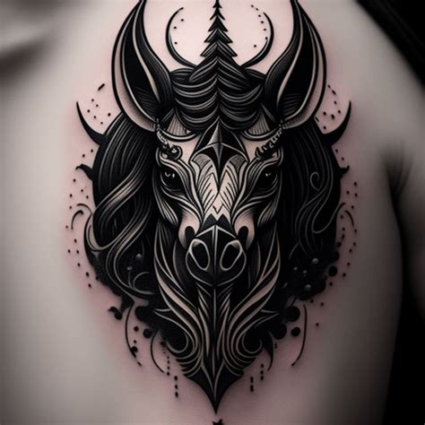 KookyCreator: tattoo evil unicorn black and white lineart simple