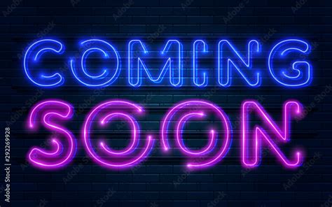 coming soon Neon Sign Vector, design element, light banner ...