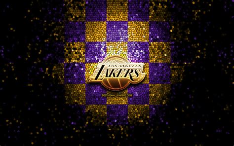 Download wallpapers Los Angeles Lakers, glitter logo, NBA, violet ...