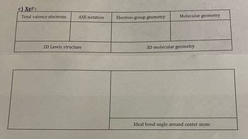 Answered: c) XeF2 Total valence electrons AXE… | bartleby