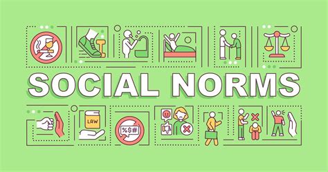 Social norms word concepts banner. Community culture rules. Infographics with linear icons on ...