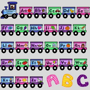 Alphabet Posters - (Alphabet Train for Wall - Version 2) by Little Olive Alphabet Posters ...