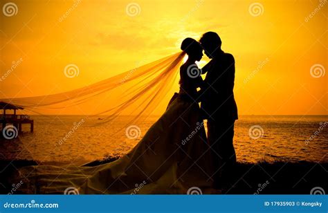 Silhouette Of Couple In Love At Sunset Stock Photos - Image: 17935903