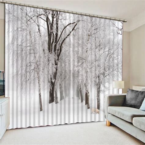 Winter snow landscape Blackout Curtains Luxury Room Curtain Printed 3D ...