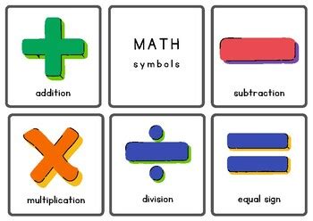 Flash cards - math symbols by Coin boutique | TPT