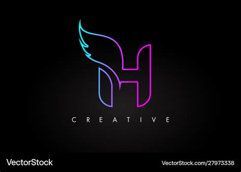 Neon h letter logo icon design with creative wing Vector Image