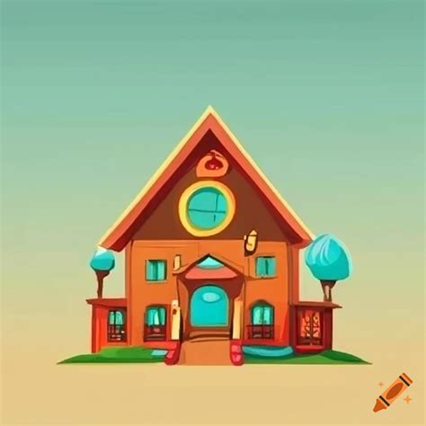Cartoon style illustration of a club house