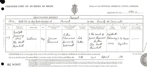 England birth certificate of William Sherwood Free Family Tree, Family ...