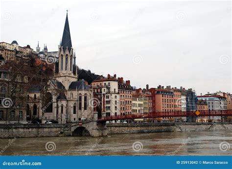 Old town, Lyon, France stock photo. Image of river, historic - 25913042