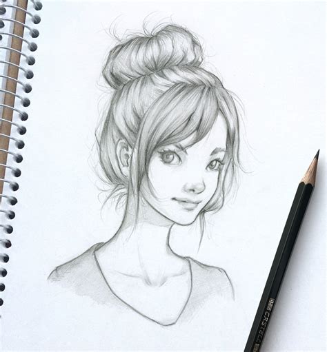 Messy bun girl skech by ohayorinka on DeviantArt