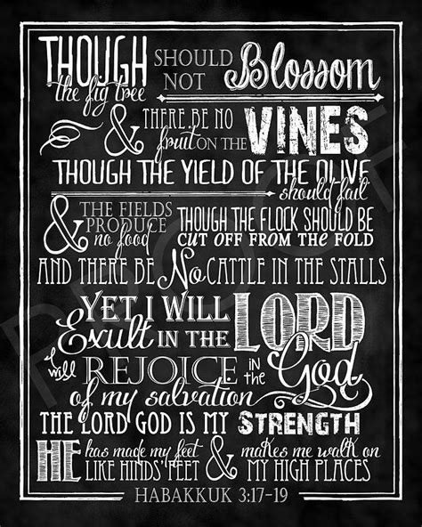 Scripture Art - Habakkuk 3:17-19 ~ Chalkboard Style in 2020 | Scripture ...