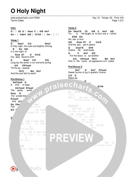 O Holy Night Chords PDF (Tasha Cobbs Leonard) - PraiseCharts