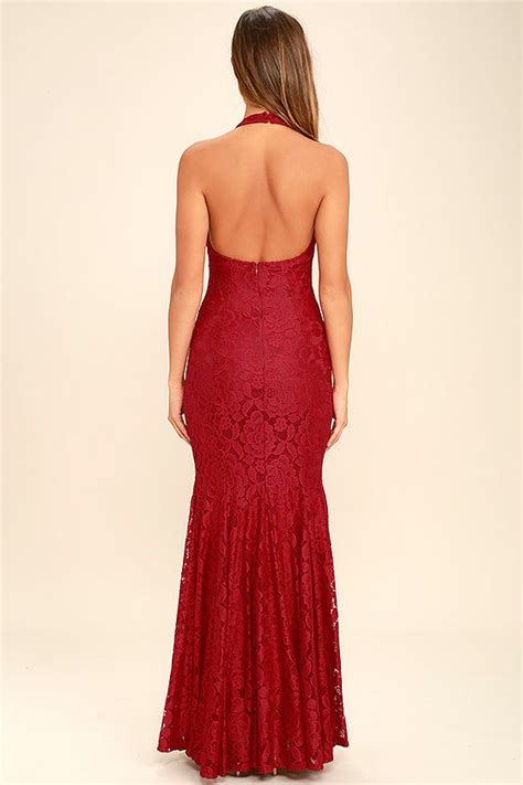 Lovely Wine Red Dress - Red Lace Maxi Dress - Homecoming