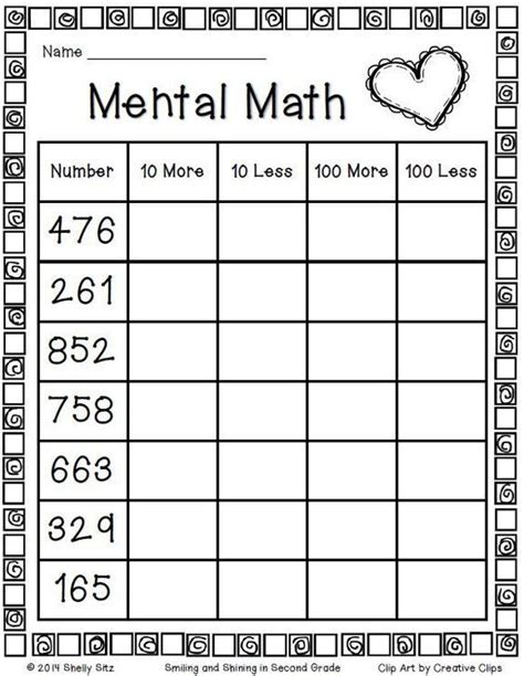 Free Printable Mental Math Worksheet