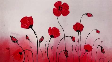 Easy Satisfying Acrylic Painting Technique for Beginners - Red Poppies | ASMR Video - YouTube