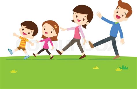 Cute family walking | Stock vector | Colourbox