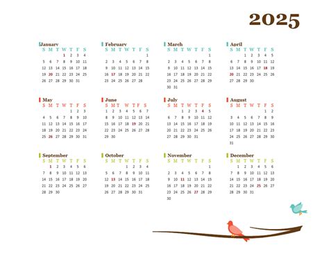 2025 Yearly Calendar Word Word Template - Idette Sonnie