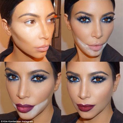 Kim Kardashian shares dramatic collage of her contour make-up routine ...