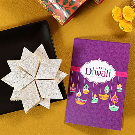 Kaju Katli With Diwali Card uk | Gift Kaju Katli With Diwali Card- FNP