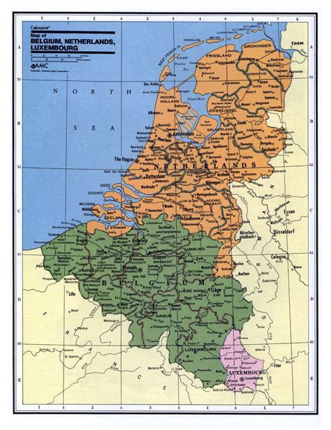 Detailed political and administrative map of Belgium, Netherlands and ...