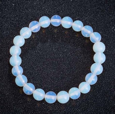 Opal Moonstone 8mm Bead Natural Stone Crystal Bracelet Boho Bangle ...