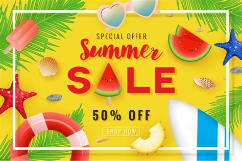 Summer sale banner background design with summer decoration 211222 ...