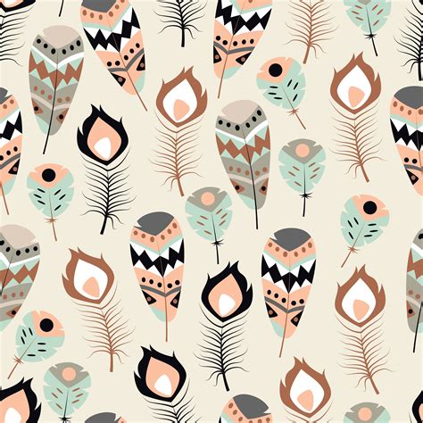 Seamless pattern with boho tribal colorful feathers 694123 Vector Art at Vecteezy