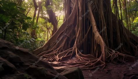 Premium AI Image | Giant banyan tree nature background