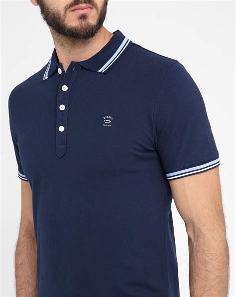 Diesel Navy T-oin Short-sleeve Polo Shirt With Navy White Trim in Blue for Men | Lyst