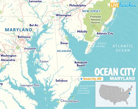 Map of Ocean City, Maryland - Live Beaches