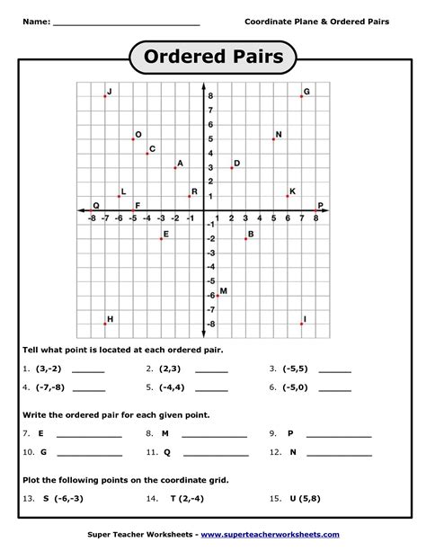 Ordered Pairs And Coordinate Plane Worksheets | Free Printable Coordinate Graphing Worksheets ...