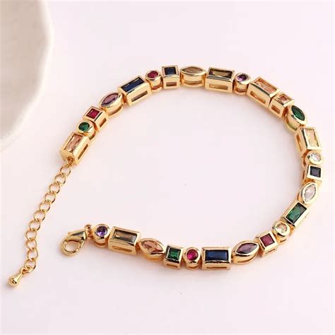 Fashion CZ Charm Rainbow Cubic Ziron Austrian Crystal Tennis Bracelets for Women Christmas New ...