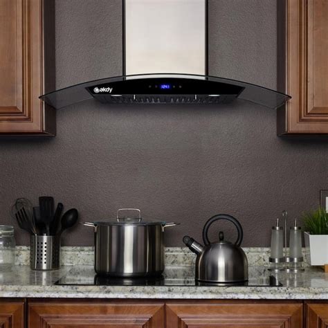 AKDY 30“ 217 CFM Wall Mount Range Hood in Stainless Steel with Tempered Glass,Black Touch Panel ...