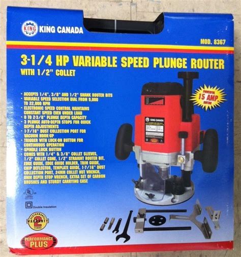 King Canada Tools 8367 3-1/4 HP VARIABLE SPEED PLUNGE ROUTER TOUPIE ...