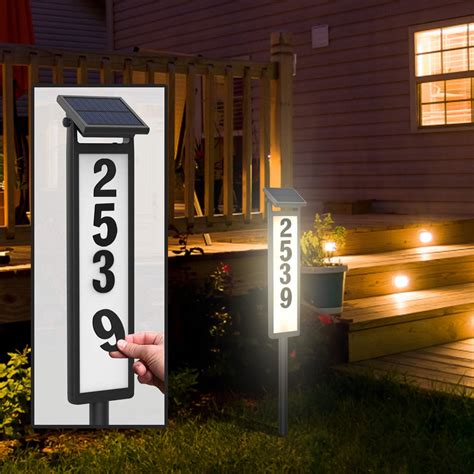 Thsue Solar Light House Numbers Address Plaques for House Driveway Marker Street Sign Lighted ...