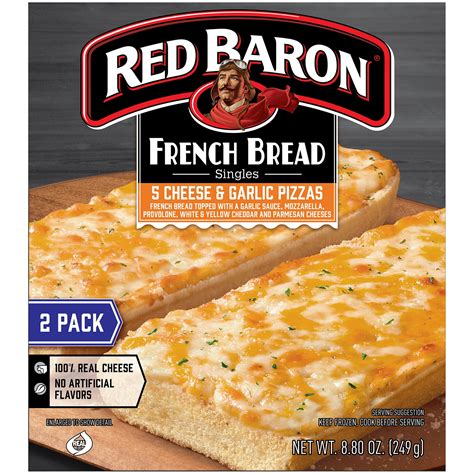 Red Baron Pizza, French Bread Singles Five Cheese & Garlic, 2 count, 8.80 oz - Walmart.com