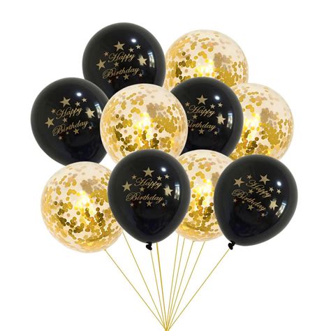 Cheap Black Gold Balloon Kits Happy Birthday Ballon Letters Balloon Confetti Balloons Party ...