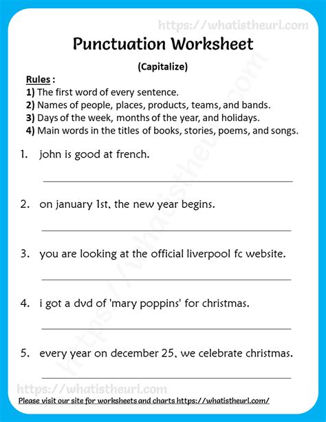 Capitalization worksheet for 3rd Grade (punctuation) - Your Home Teacher