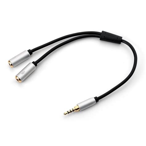 Headphone Mic Splitter Cable 3.5mm 2 Female to Male (2x3 Pin to 4 Pin) - PrimeCables®