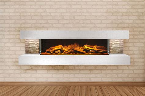 Electric Modern Evonicfires Compton 60 inch White Wall Mount 3-sided Electric Fireplace ...