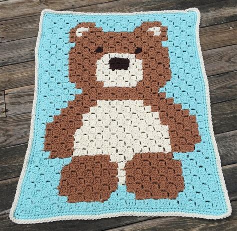 Crocheted Teddy Bear Blanket Baby Blanket Child Blanket | Etsy | Mantas ...