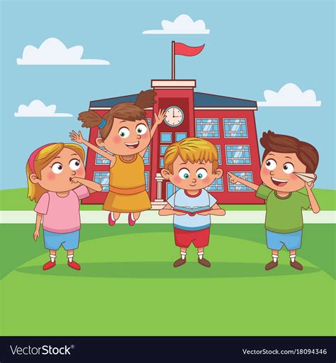 Kids in school cartoon Royalty Free Vector Image