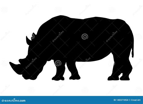 Rhinoceros Vector Illustration Black Silhouette Stock Vector - Illustration of dairy, white ...