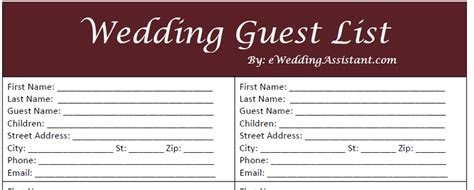 17 Wedding Guest List Templates - Excel PDF Formats