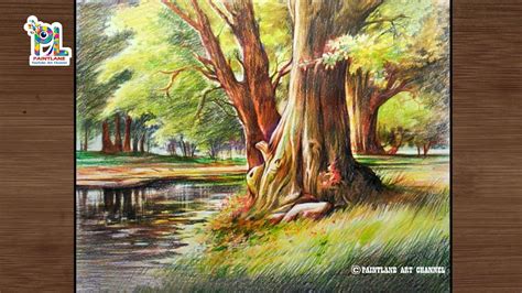 How to coloring realistic scenery art with color pencils with very easy ...