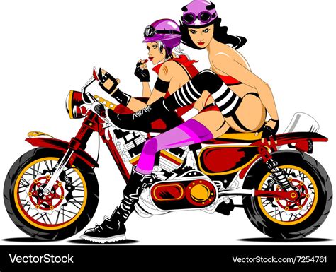 Cartoon biker girls Royalty Free Vector Image - VectorStock