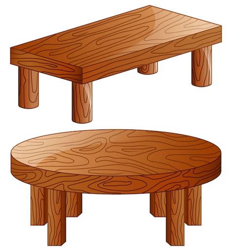 Tables En Bois De Dessin Animé Isolés Sur Fond Blanc | Vecteur Premium